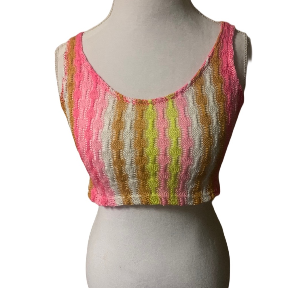 Wild Fable Striped Crochet Crop Top